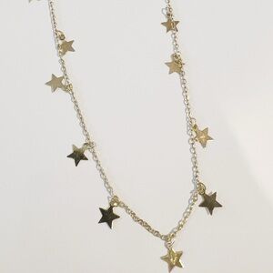 Gold star dangle choker necklace